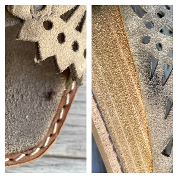 Jeffrey Campbell Wedge Sandals “Espejo” Taupe Suede Rodillo Lace-Up Low Size 8 - Picture 15 of 16